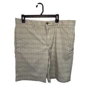 Greg Norman Mens Beige Plaid Shorts Size 36 Polyester/Spandex Blend